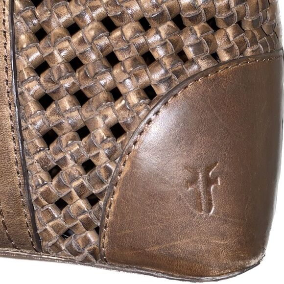 Frye Melissa Woven Shopper Tote Dark Brown Leather NO WALLET - Picture 5 of 10